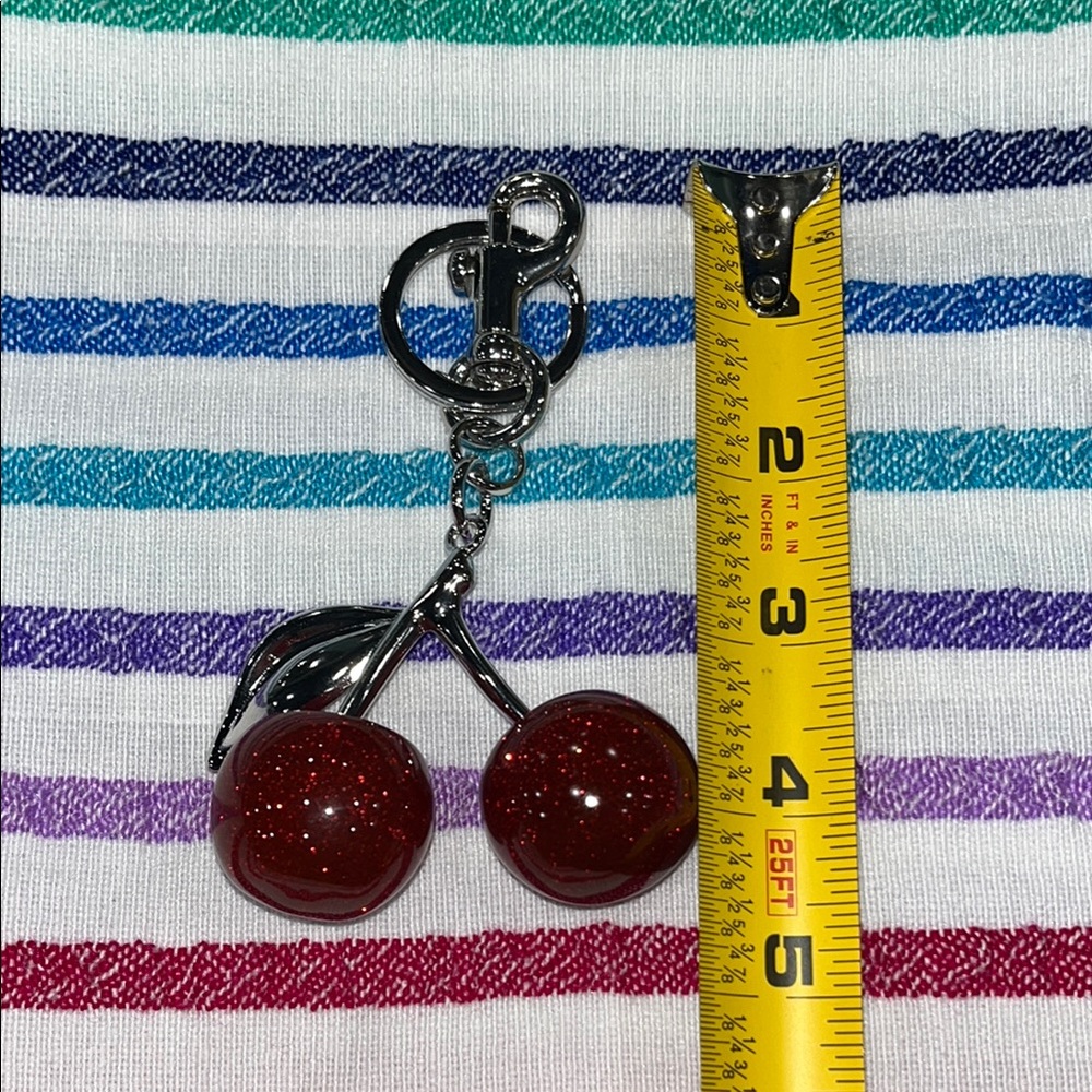 Cherry Keychain Accessory - Silver and Red‎ - Picture 7 of 8